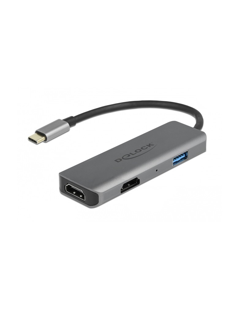 DELOCK docking station 87780, 3 θυρών, USB-C σύνδεση, 4K, MST, γκρι