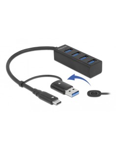 DELOCK USB hub 63828, 4x θυρών, 5Gbps, USB & USB-C...