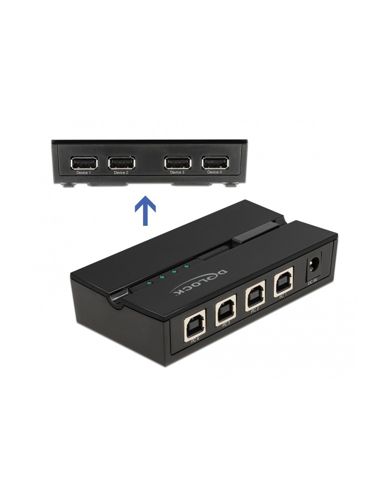 DELOCK USB Type B switch 11494 σε USB, 4 σε 4, με μαγνήτη, μαύρο