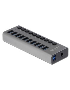 DELOCK USB hub 63670 με διακόπτες, 10x θυρών, 5Gbps, γκρι