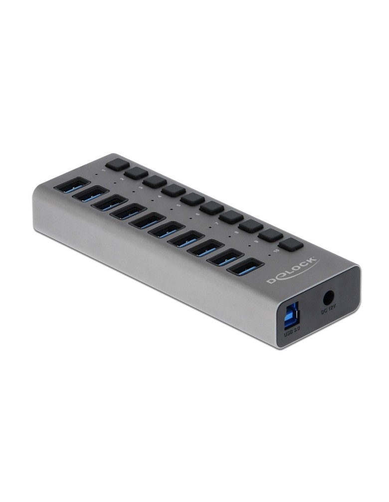 DELOCK USB hub 63670 με διακόπτες, 10x θυρών, 5Gbps, γκρι