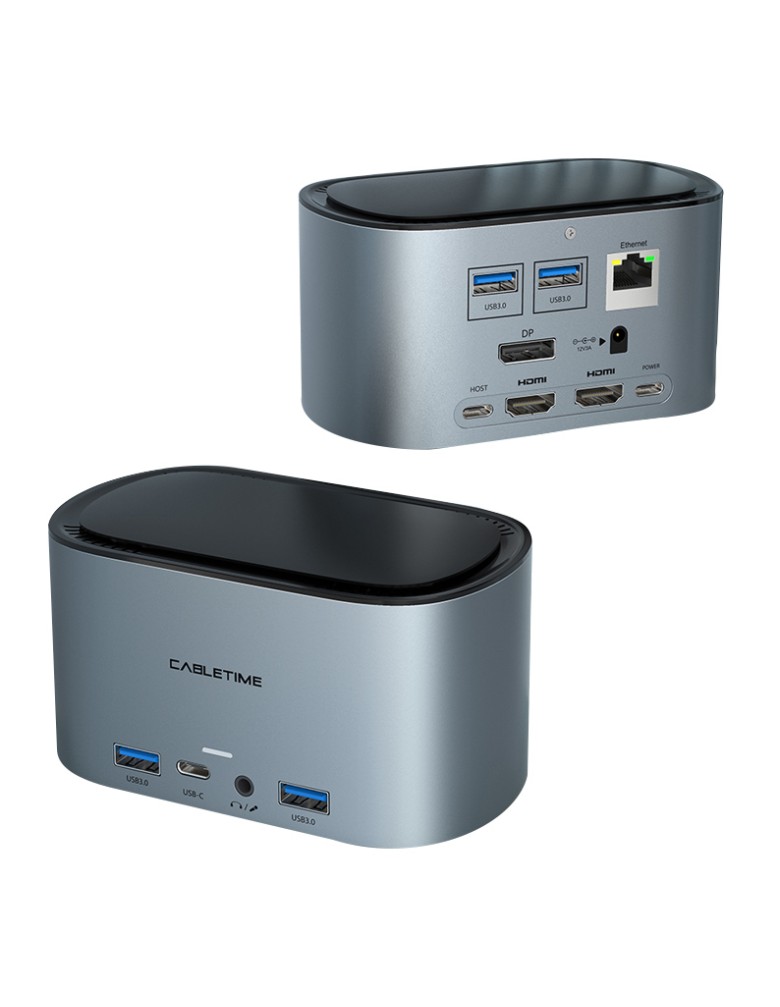 CABLETIME docking station DOCK131-AG2 11 θύρες & θήκη M.2, 4K 100W, γκρι