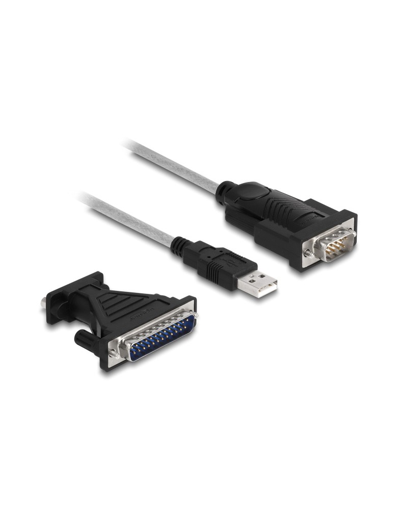 DELOCK καλώδιο USB σε RS-232 DB9 61314 με αντάπτορα DB25, 1.8m, μαύρο