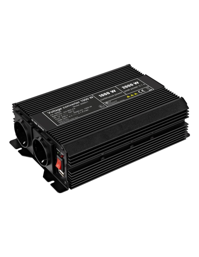 GOOBAY inverter αυτοκινήτου 58890, 12V σε 230V, 1000W, USB 2.1A