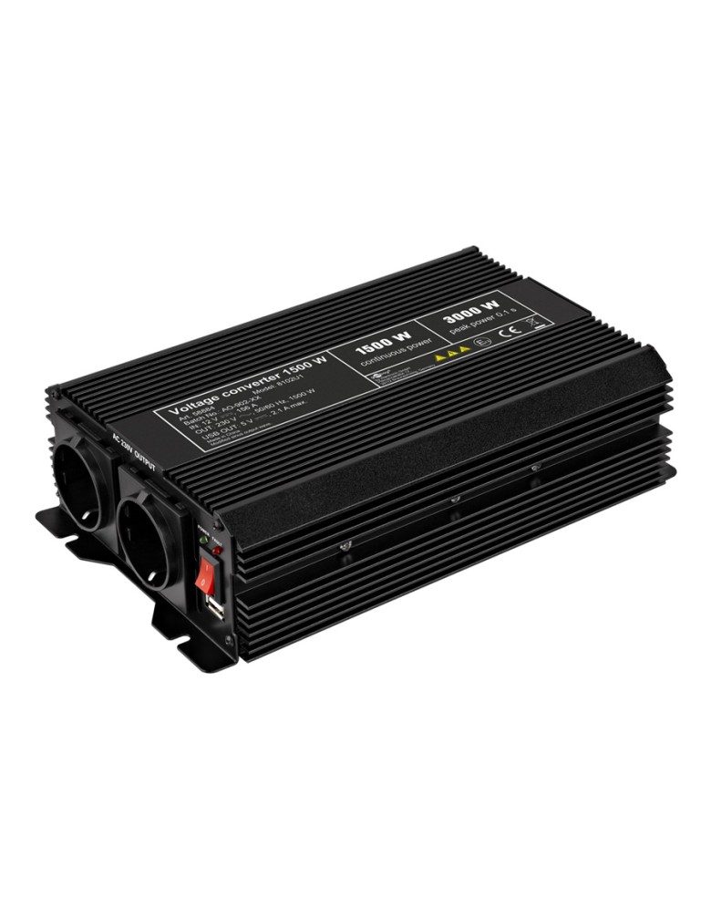 GOOBAY inverter αυτοκινήτου 58884, 12V σε 230V, 1500W, USB 2.1A