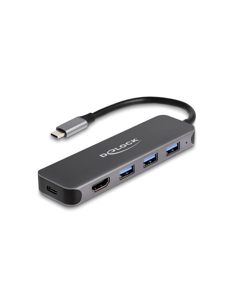 DELOCK docking station 64171, 5 θυρών, USB-C σύνδεση, 85W PD, 4K, γκρι