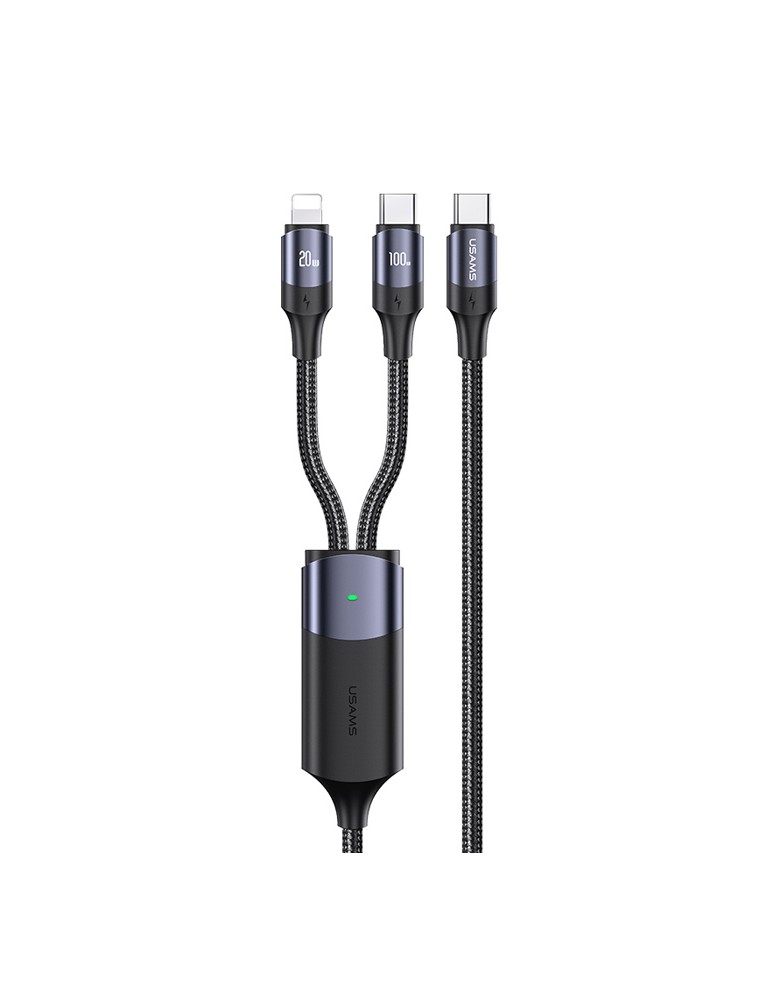 USAMS καλώδιο USB-C σε USB-C & Lightning US-SJ550, PD 100W, 1.2m, μαύρο