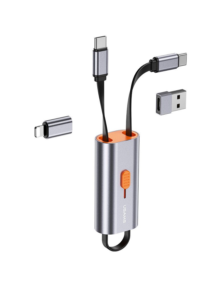 USAMS αντάπτορας USB-C σε USB-C/USB/Lightning SJ560, 60W PD, 0.3m, γκρι