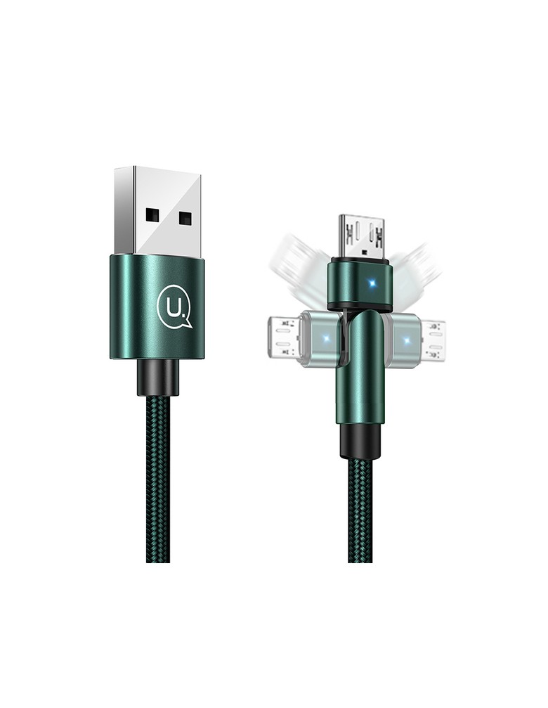 USAMS καλώδιο Micro USB σε USB SJ478, περιστρεφόμενο, 10W, 1m, πράσινο