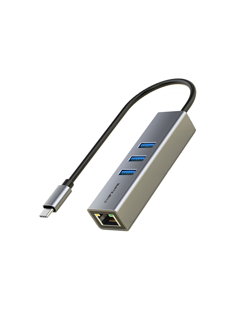 CABLETIME USB-C hub CT-CMLU3, RJ45 & 3x USB θύρες, 5Gbps, 1000Mbps, γκρι