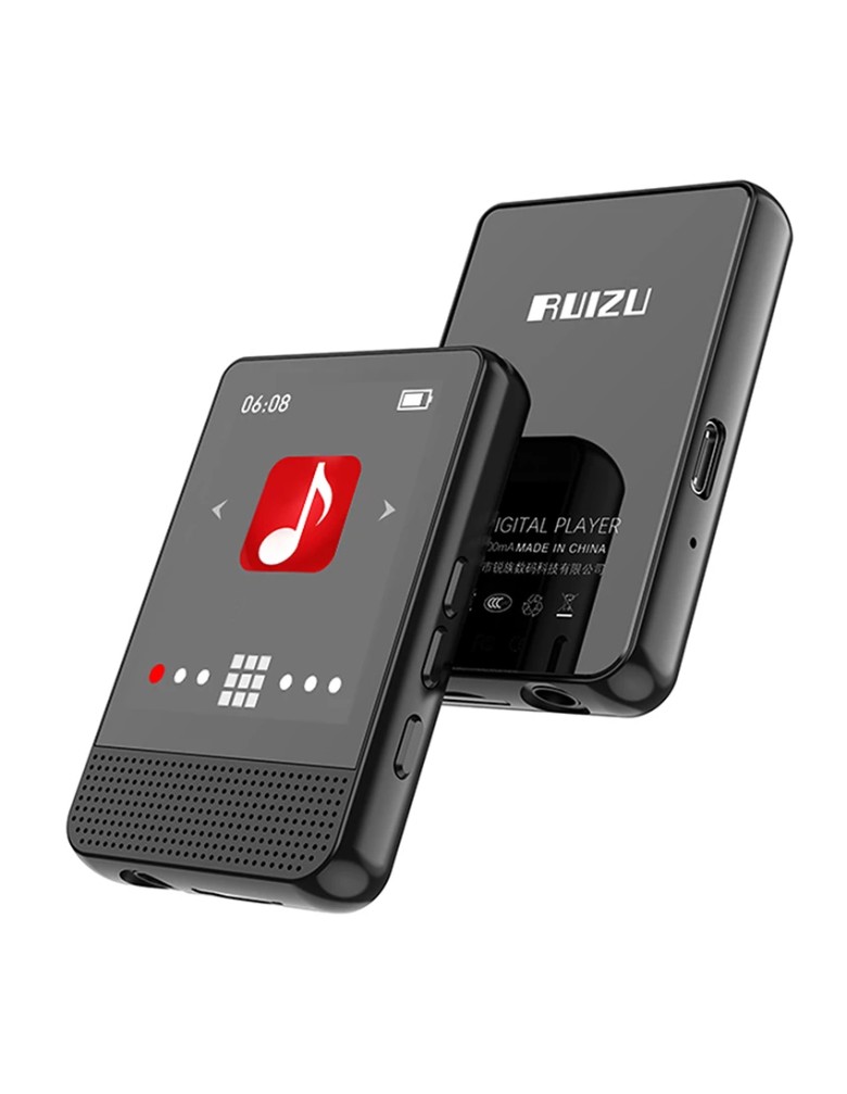 RUIZU MP3 player M16 με οθόνη αφής 1.8", 16GB, BT, ελληνικό μενού, μαύρο