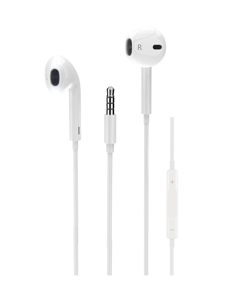 POWERTECH earphones με μικρόφωνο Classic, 3.5mm σύνδεση, 1.2m, λευκά