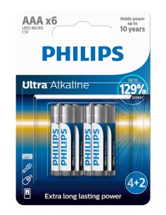 PHILIPS Ultra αλκαλικές μπαταρίες LR03E6BP/10, AAA LR03...