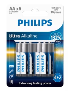 PHILIPS Ultra αλκαλικές μπαταρίες LR6E6BP/10, AA LR6...