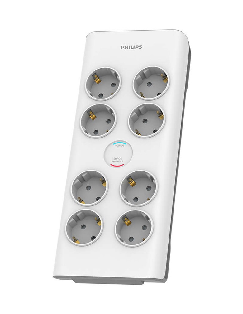 PHILIPS πολύπριζο ασφαλείας SPN7080WA, 8x schuko 16A, 2m, λευκό