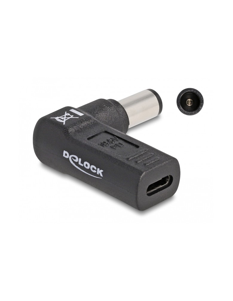 DELOCK αντάπτορας τροφοδοσίας 60005, USB-C σε HP 7.4x5mm, 90°, μαύρος