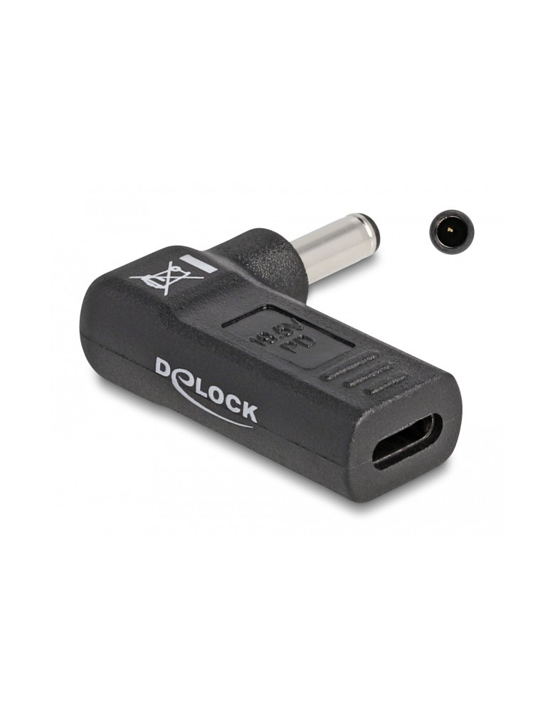 DELOCK αντάπτορας τροφοδοσίας 60007, USB-C σε Dell 4.5x3mm, 90°, μαύρος