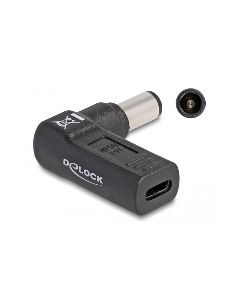 DELOCK αντάπτορας τροφοδοσίας 60008, USB-C σε Dell 7.4x5mm, 90°, μαύρος