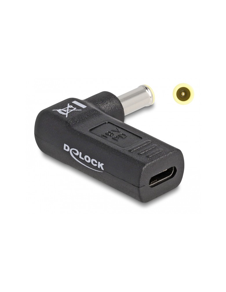 DELOCK αντάπτορας τροφοδοσίας 60013 USB-C σε Samsung 5.5x3mm, 90°, μαύρο