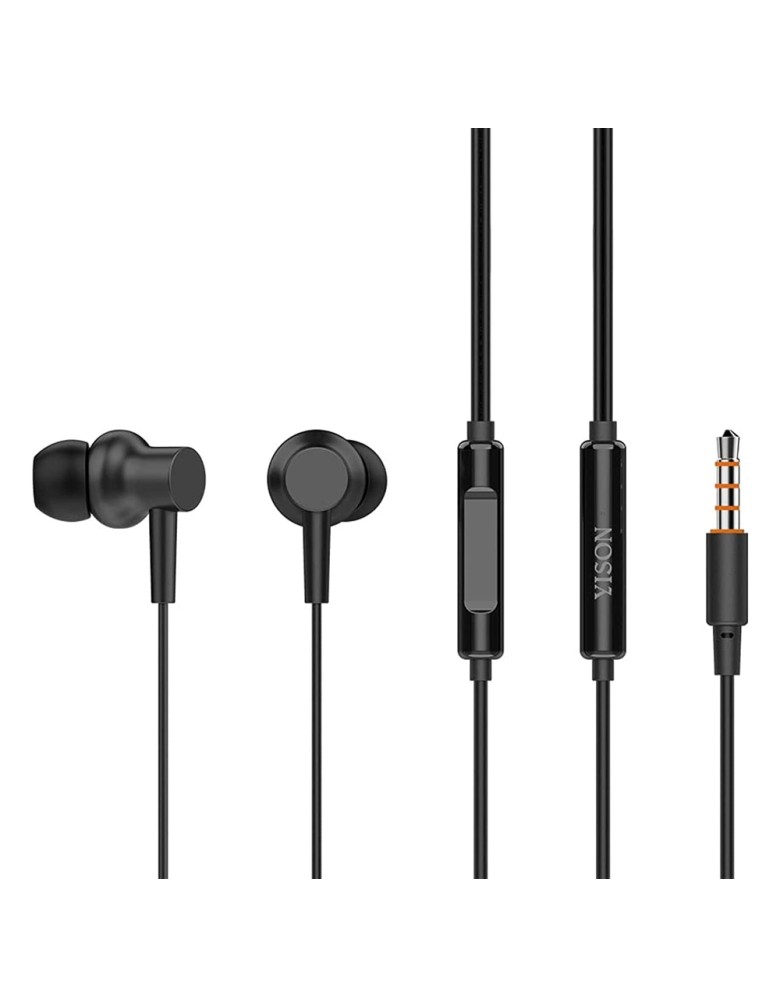 YISON earphones με μικρόφωνο X2, 3.5mm σύνδεση, Φ10mm, 1.36m, μαύρα