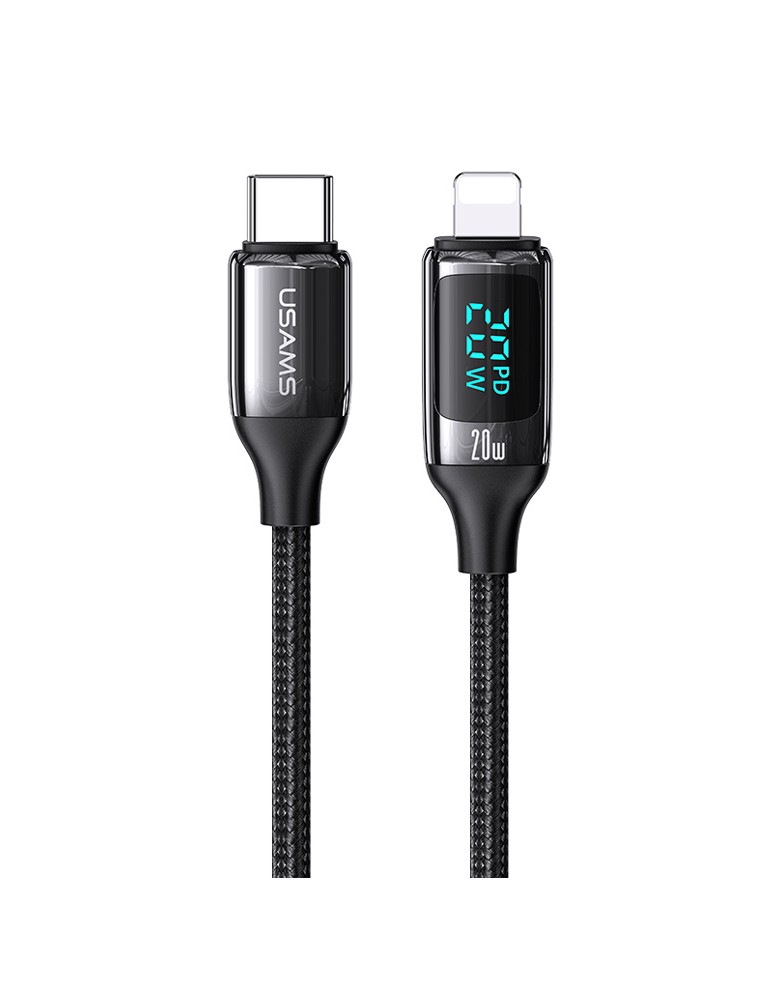 USAMS καλώδιο Lightning σε USB-C US-SJ545, 20W PD, 1.2m, μαύρο