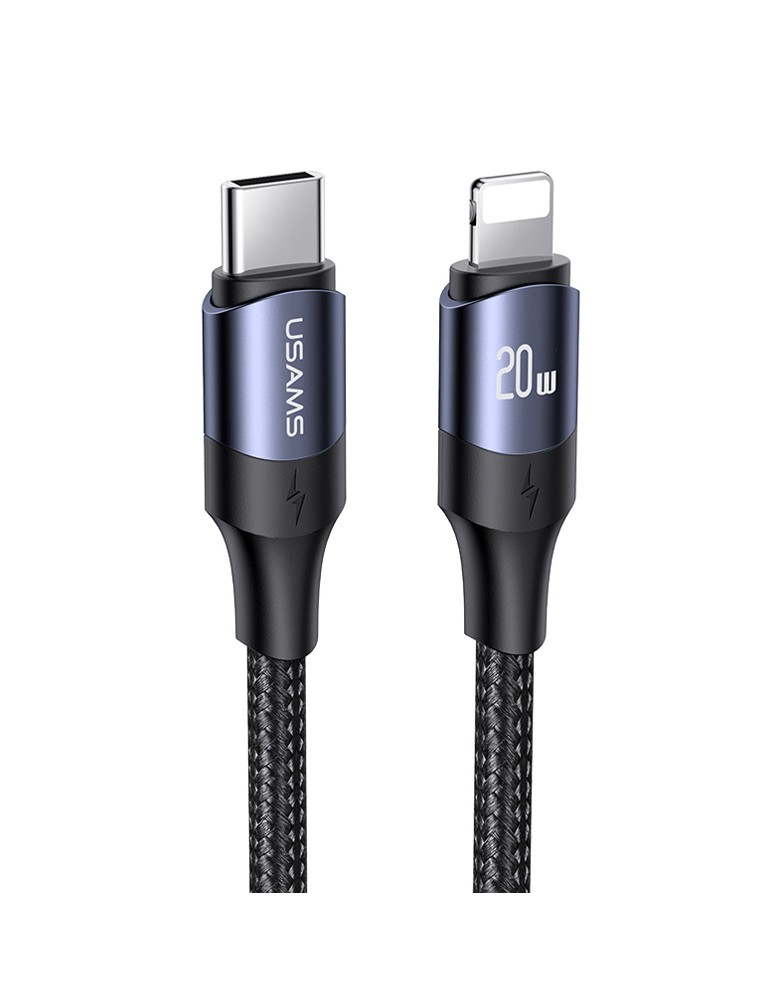 USAMS καλώδιο Lightning σε USB-C US-SJ521, 20W PD, 1.2m, μαύρο