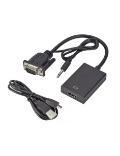 POWERTECH αντάπτορας VGA & 3.5mm σε HDMI PTH-078, μαύρος