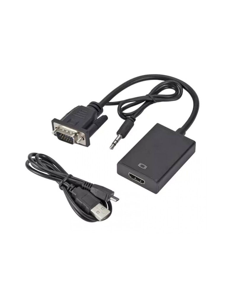 POWERTECH αντάπτορας VGA & 3.5mm σε HDMI PTH-078, μαύρος