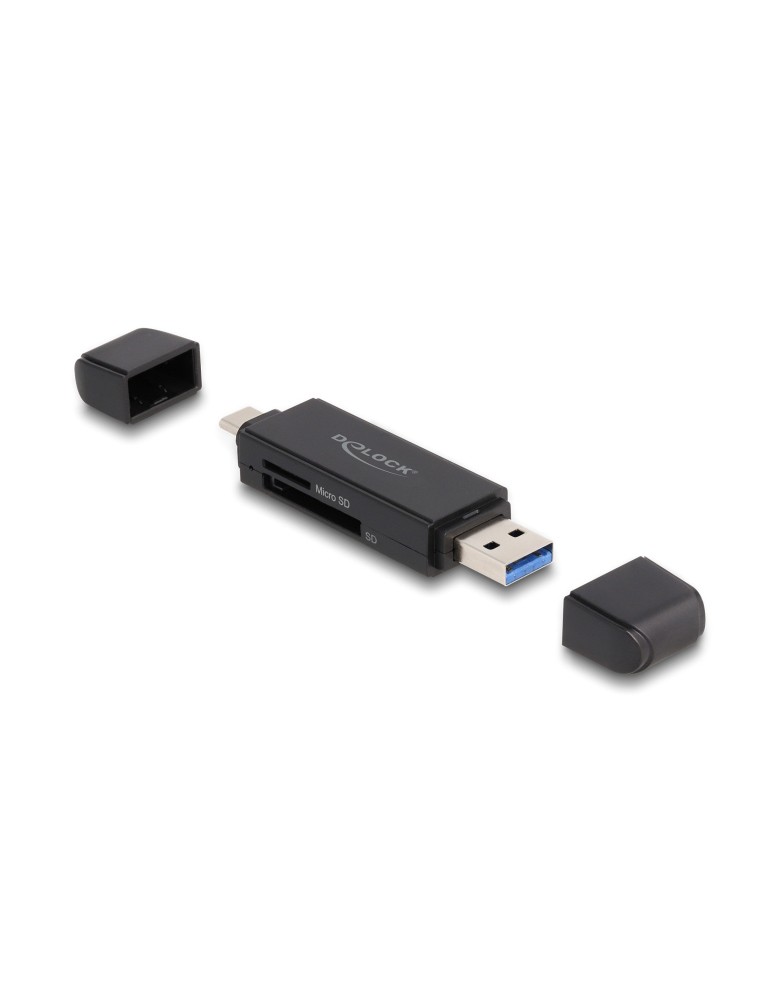 DELOCK card reader 91004 για SD & micro SD, USB & USB-C 5Gbps, μαύρο