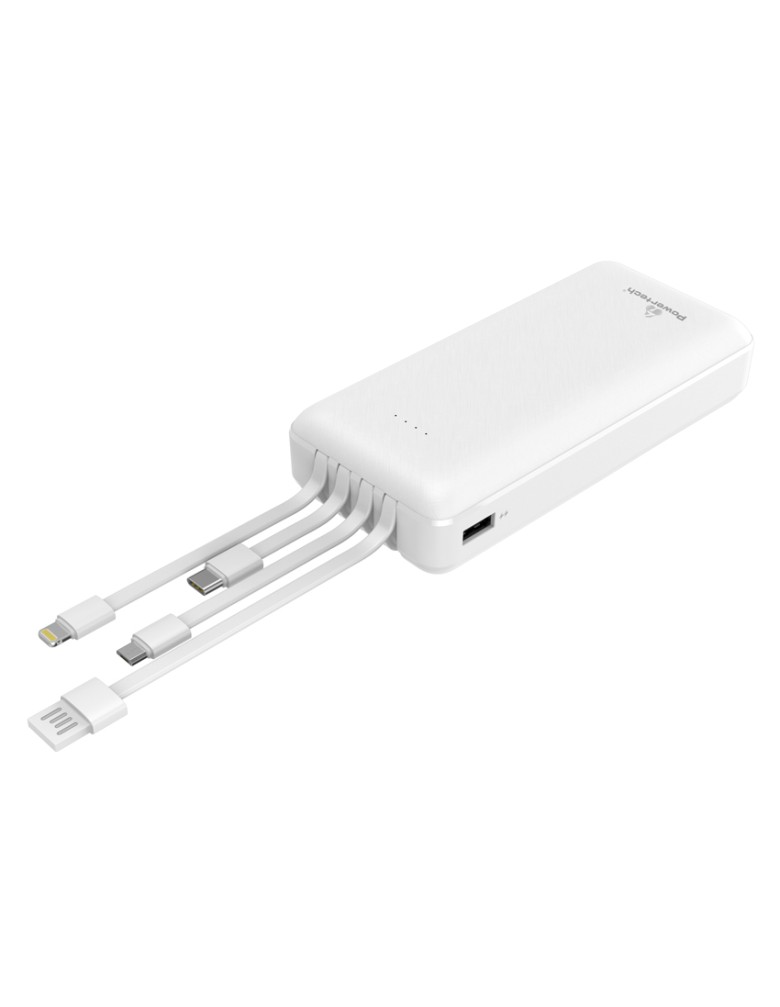 POWERTECH power bank με καλώδια PT-1062 20000mAh, 10.5W, λευκό