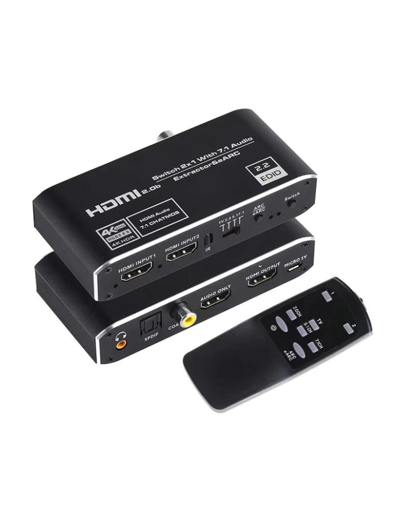 HDMI switch CAB-H150, 4-in σε 1-out, 7.1 Audio, 4K/60Hz HDR, eARC, μαύρο