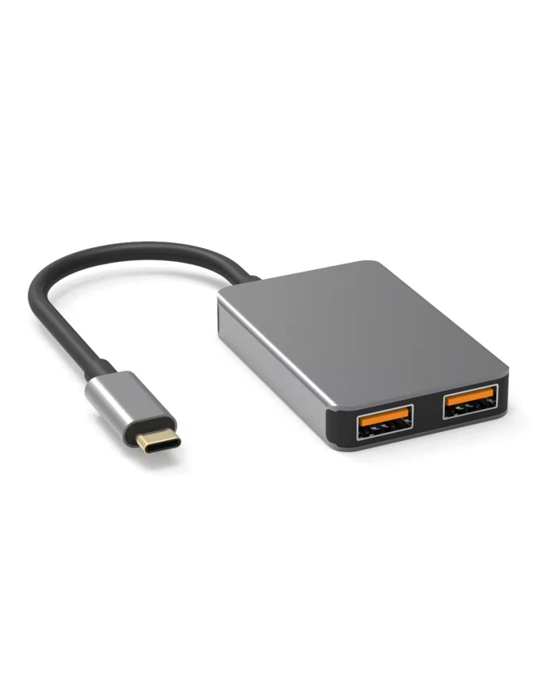 POWERTECH USB hub PTH-102, 4x θυρών, 10Gbps, USB-C σύνδεση, γκρι