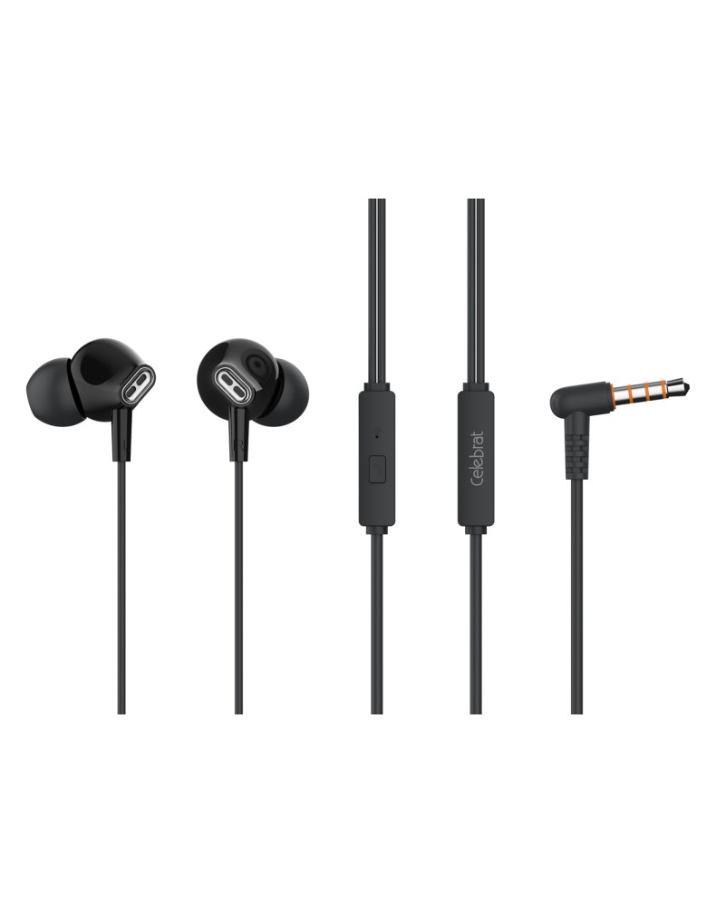 CELEBRAT earphones με μικρόφωνο G21, 3.5mm σύνδεση, Φ12mm, 1.2m, μαύρα