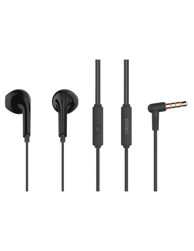 CELEBRAT earphones με μικρόφωνο G20, 3.5mm σύνδεση, Φ14mm, 1.2m, μαύρα