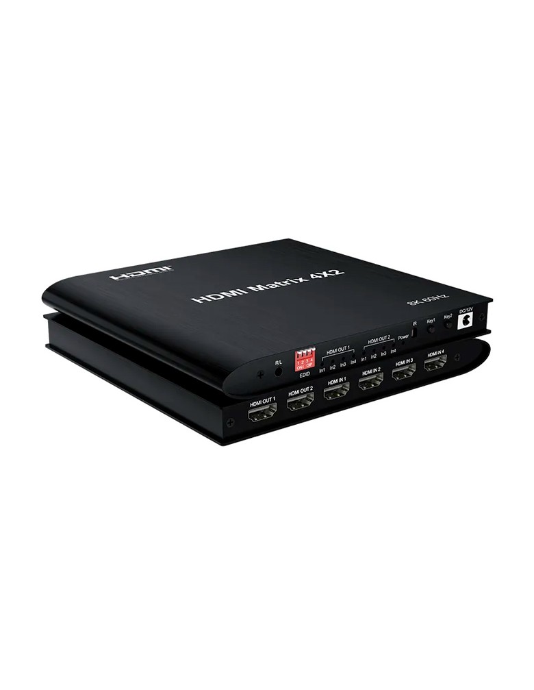 HDMI matrix switch CAB-H155, 4-in σε 2-out, 8K/60Hz, HDR/HDCP, μαύρο