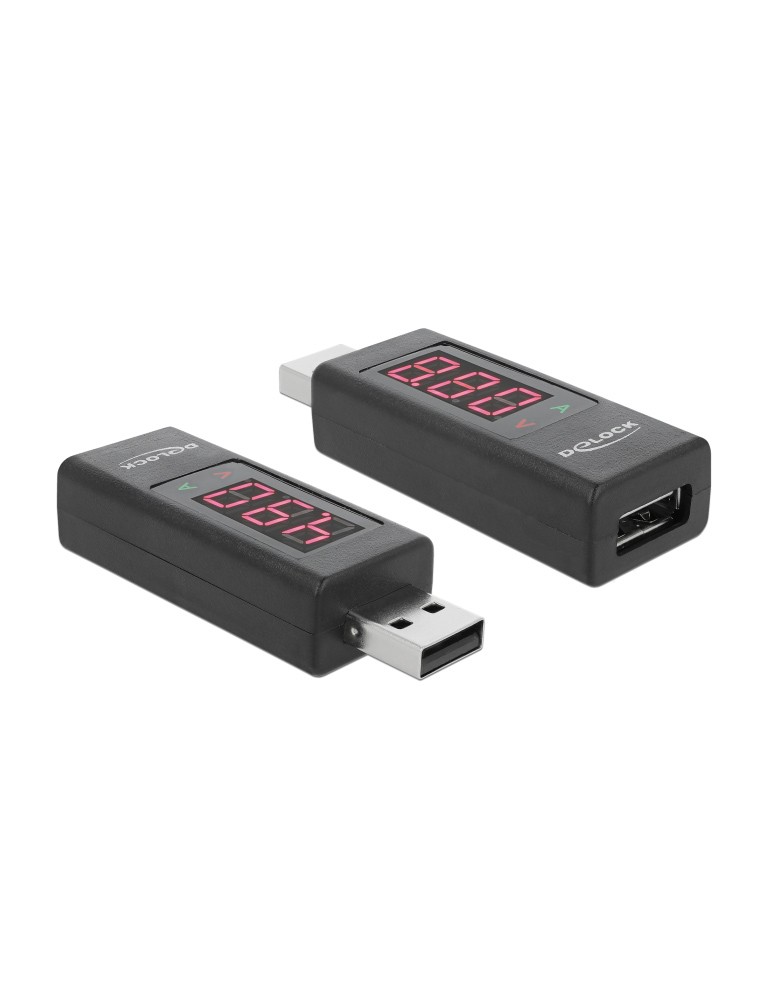 DELOCK αντάπτορας USB 65569 με οθόνη ένδειξης V/A, έως 5V/4A, μαύρος