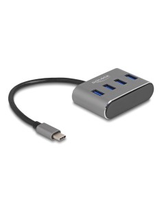 DELOCK USB hub 63223, 4x θυρών, 5Gbps, USB-C σύνδεση, γκρι