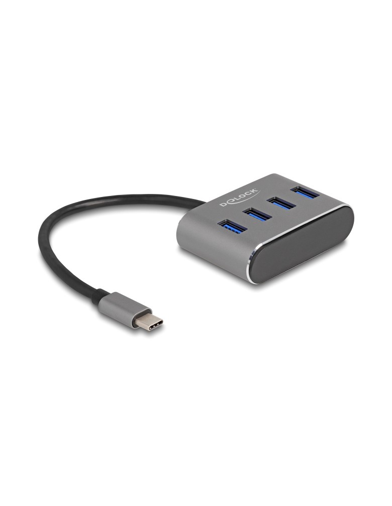 DELOCK USB hub 63223, 4x θυρών, 5Gbps, USB-C σύνδεση, γκρι