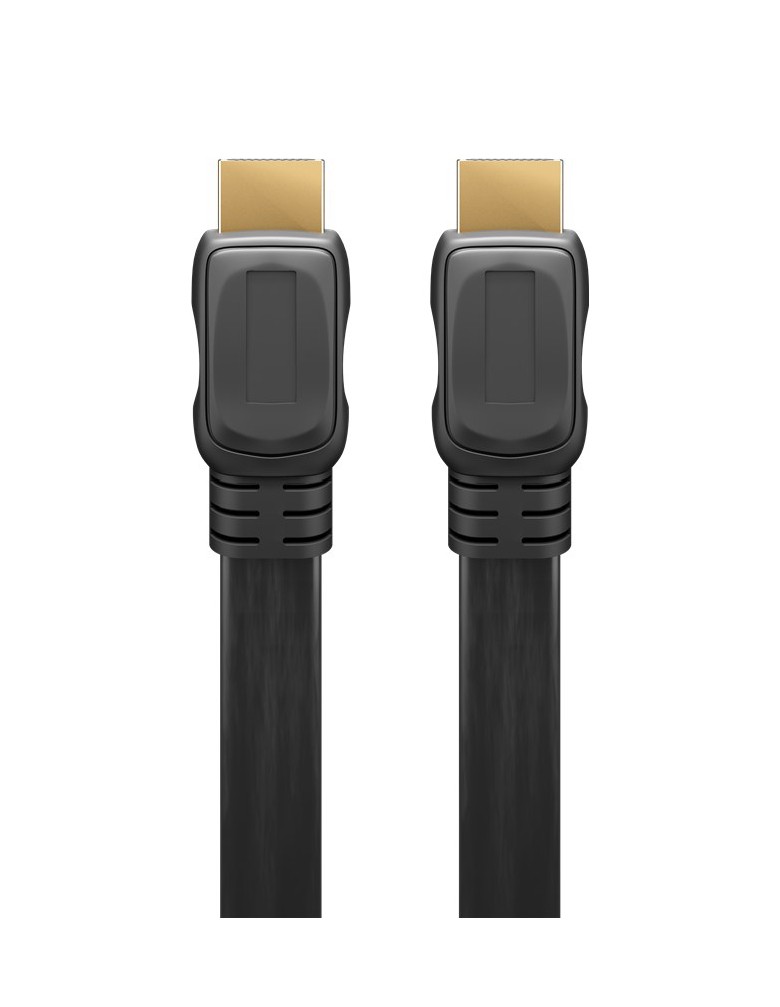 GOOBAY καλώδιο HDMI 2.0 61277, Ethernet flat, 4K/60Hz 18 Gbps, 1m, μαύρο