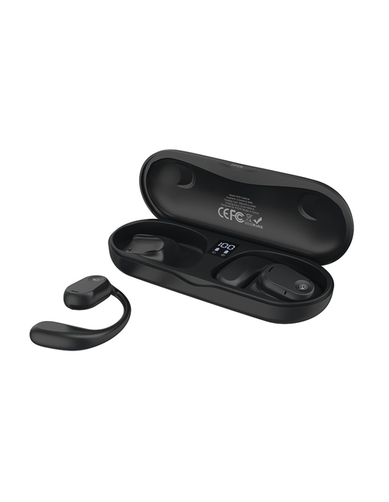 CELEBRAT earphones με θήκη φόρτισης W29, Open Wearable Stereo, μαύρα