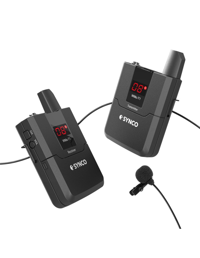 SYNCO ασύρματο μικρόφωνο Wmic-T1, ενσωματωμένο clip-on, UHF, γκρι