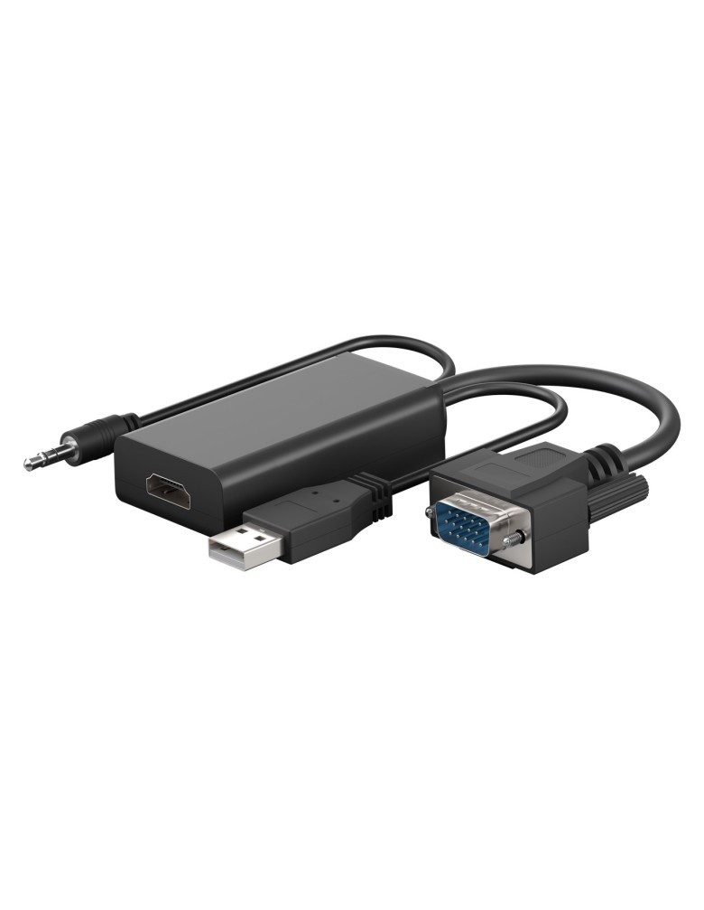 GOOBAY αντάπτορας VGA σε HDMI 61259, 3.5mm Jack, 1080p/60Hz, μαύρος