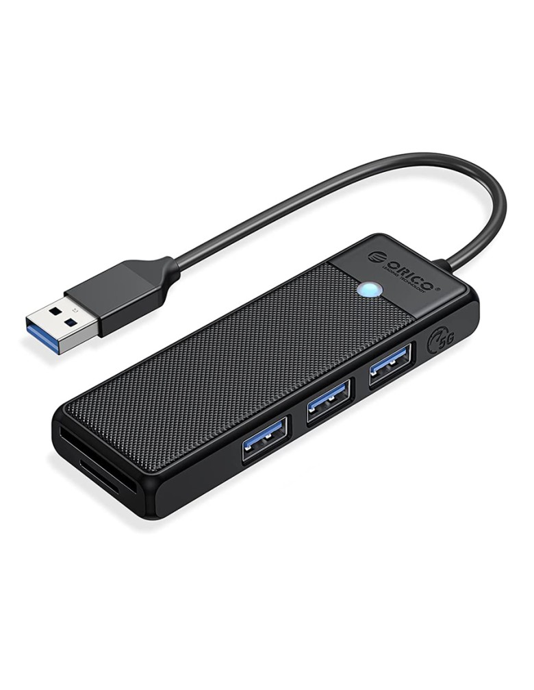 ORICO USB hub PAPW3AT-U3 με card reader, 5x θυρών, 5Gbps, USB, μαύρο