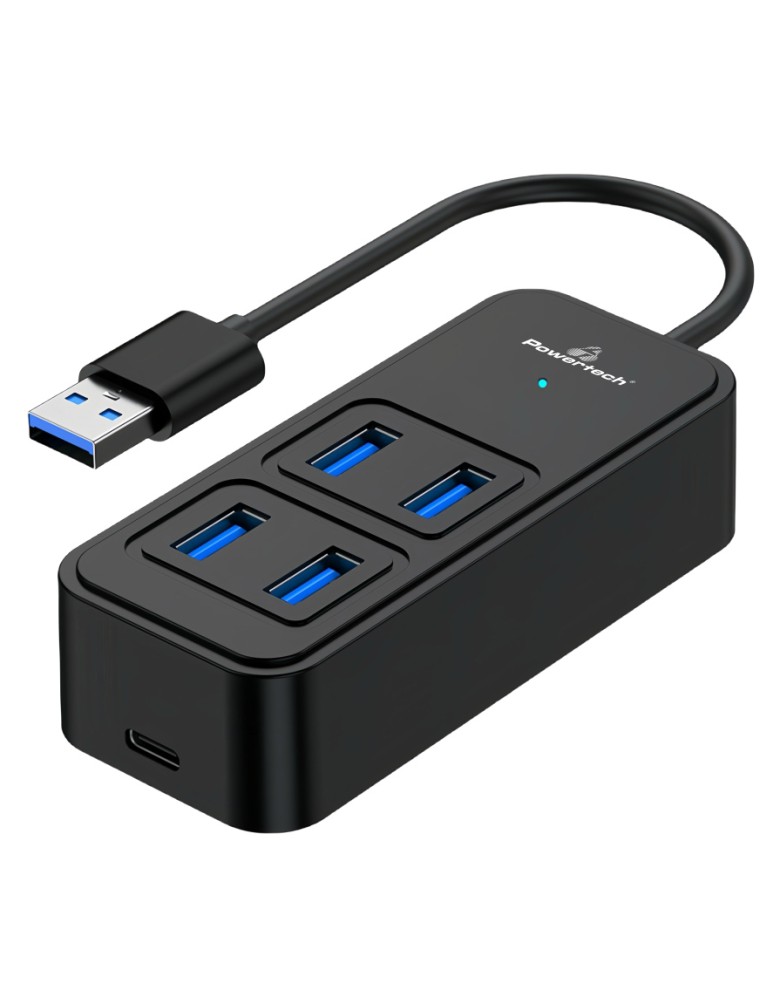 POWERTECH USB hub PTR-0153, 4x θυρών, 5 Gbps, USB σύνδεση, μαύρο