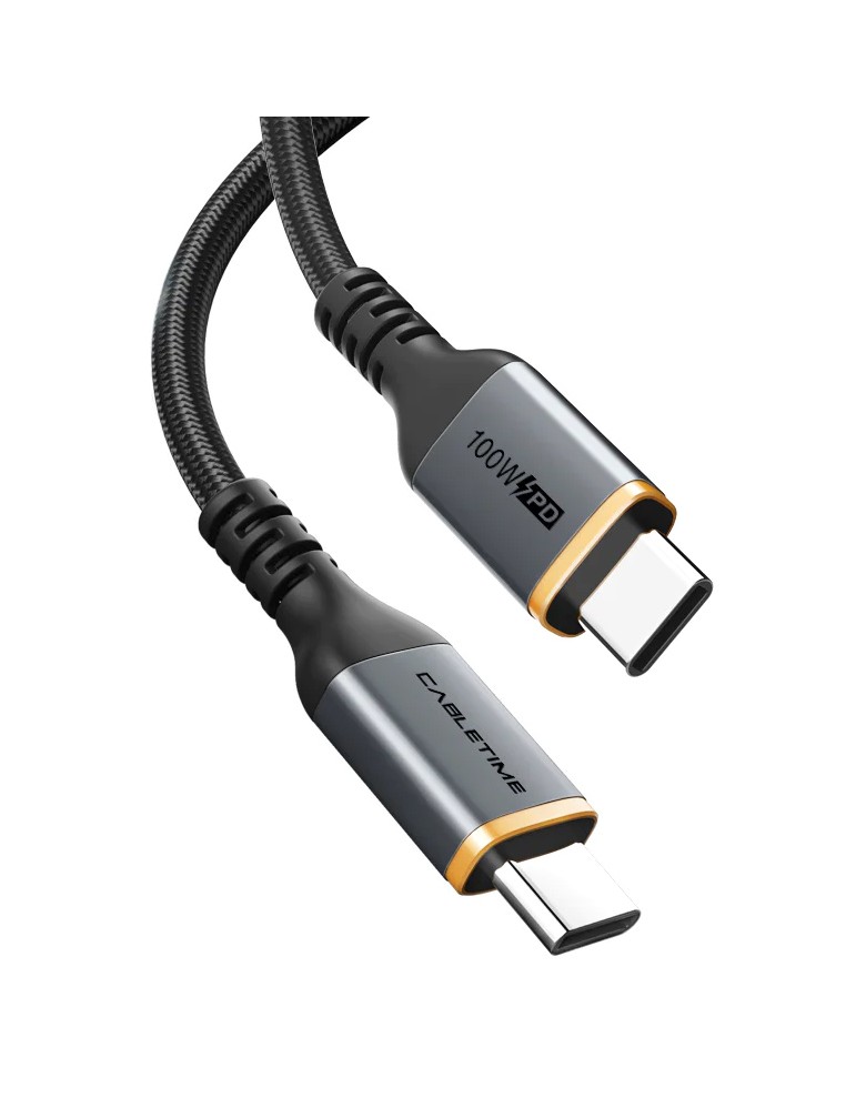 CABLETIME καλώδιο USB-C CT-CM100, 100W PD, 1m, μαύρο