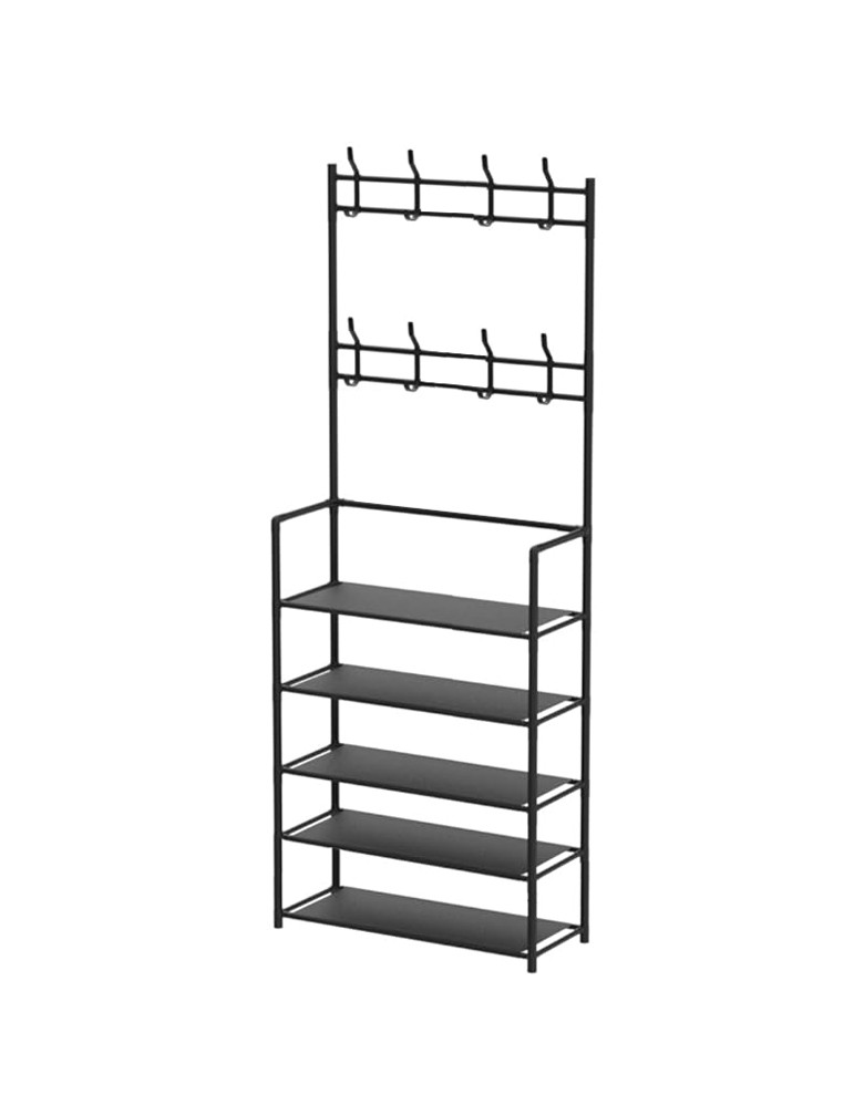 Παπουτσοθήκη HUH-0126 με 5 ράφια & κρεμάστρα, 80x25x171cm, μαύρη