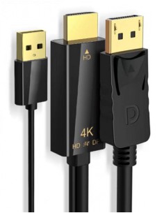 POWERTECH καλώδιο HDMI σε DisplayPort PTH-104, USB, 4K,...