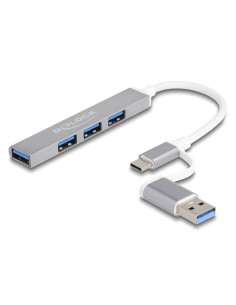 DELOCK USB hub 64214, 4x θυρών, 5Gbps, USB & USB-C...