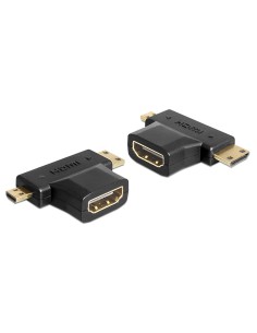 DELOCK αντάπτορας HDMI σε HDMI mini & micro 65446, gold...