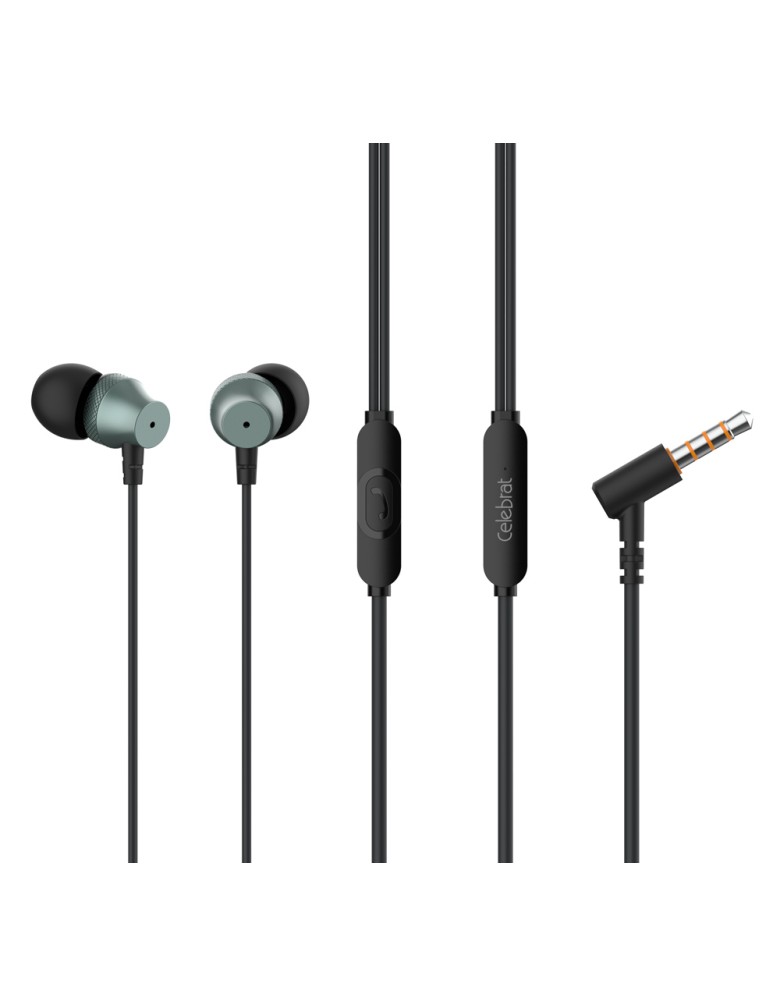 CELEBRAT earphones με μικρόφωνο D11, 3.5mm σύνδεση, Φ10mm, 1.2m, μαύρα